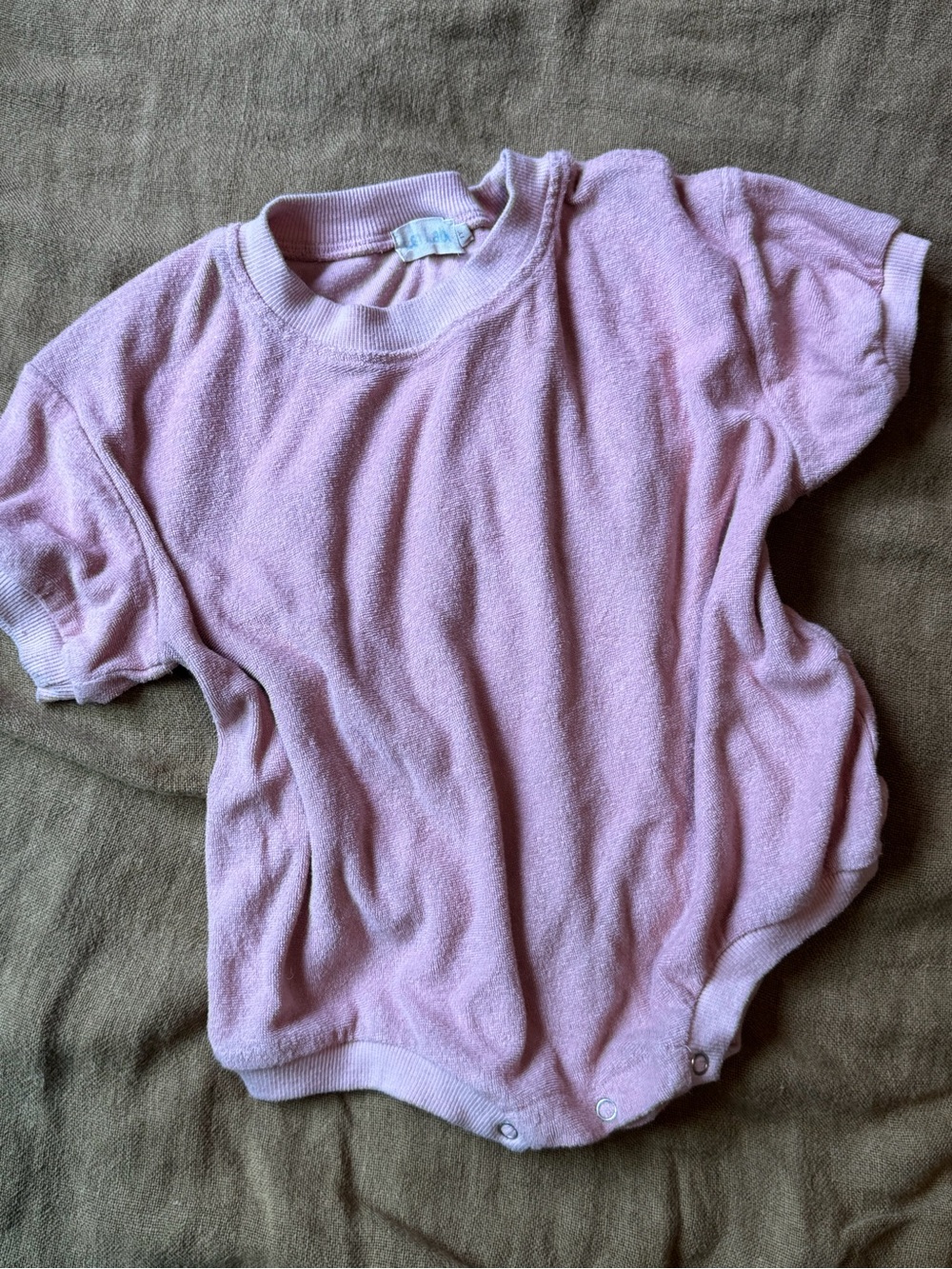 Pink Terry Short-Sleeve Baby Bodysuit